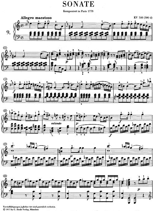 Mozart W.a. - Pianosonate in a mineur K. 310 (300D)