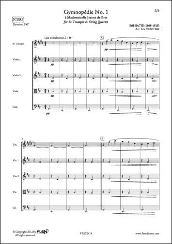 SATIE E. - GYMNOPEDIE NR. 1 - TROMPET EN STRIJKKWARTET