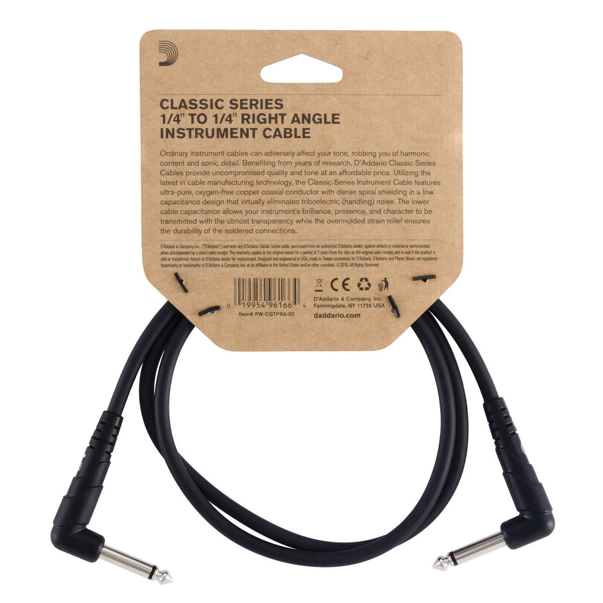 Classic Series Patchkabel RECHTE HOEK 3 Feet