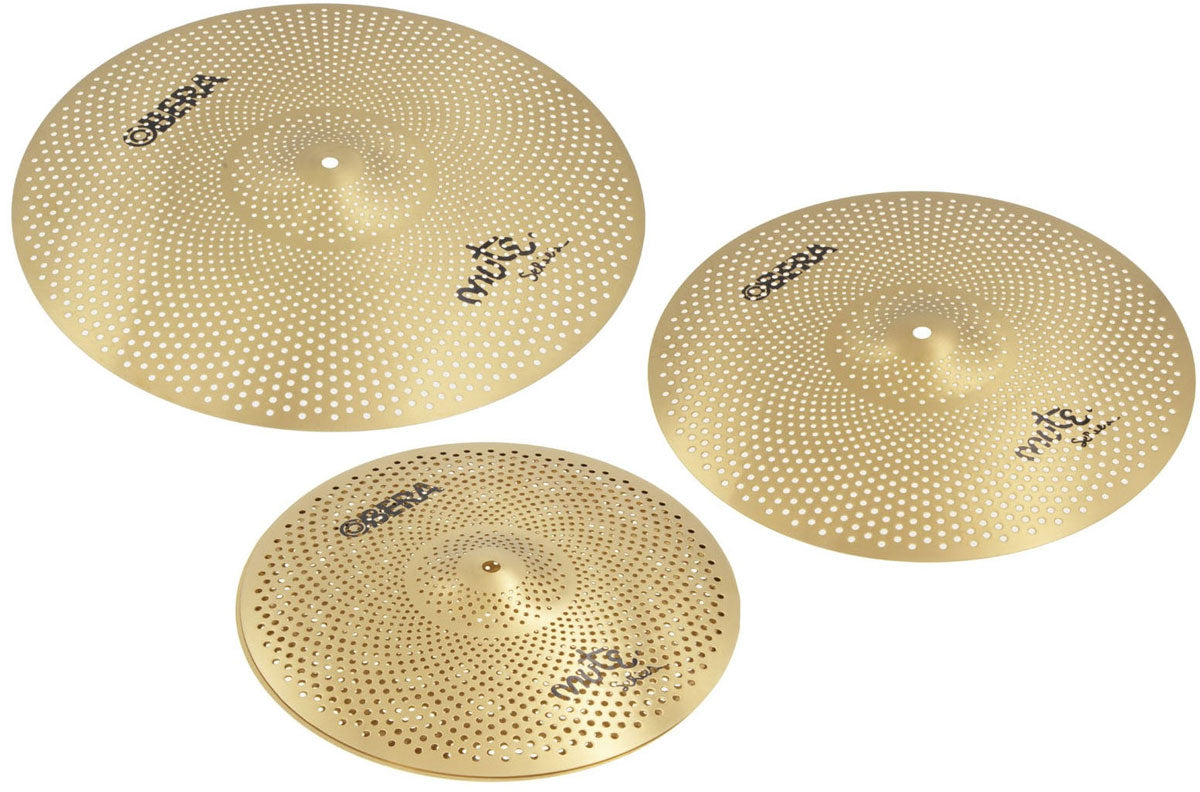 Obera Cymbals Mute 3x Silent Cymbals Set - 14" 16" 20" - Brass Finish
