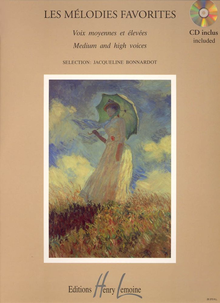 Lemoine Bonnardot Jacqueline - Melodies Favorites + Cd - Voix Elevee Ou Moyenne Piano