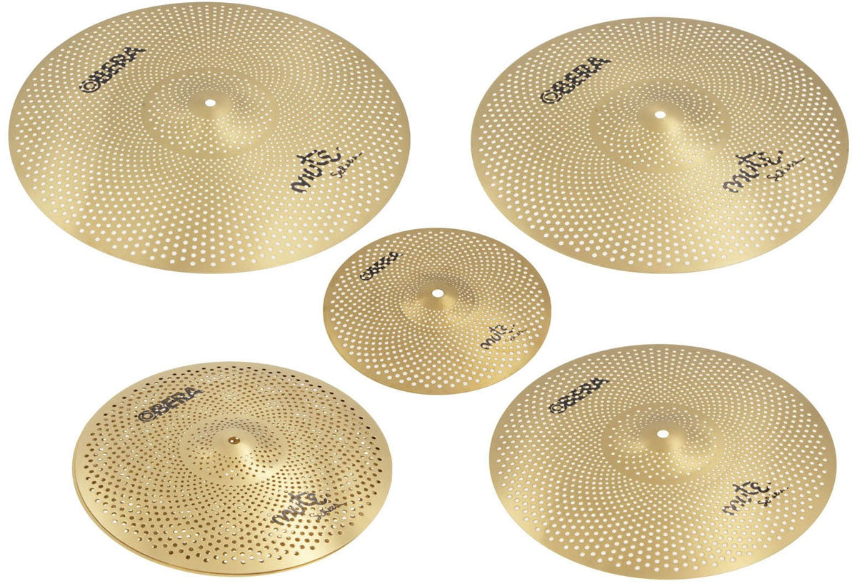 Obera Cymbals Mute 5x Silent Cymbals Set - 14" 16" 18" 20" 10" - Brass Finish
