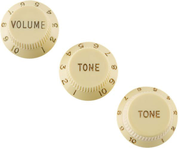 STRATOCASTER KNOBS AGED WHITE (VOLUME TONE TONE) (3) LHED