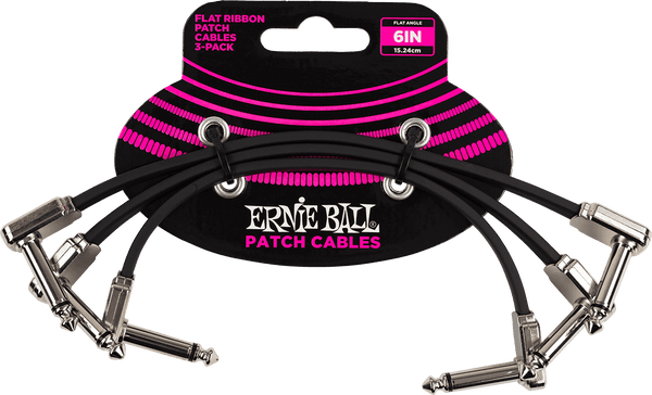 Instrumentkabel Patch Pakket van 3 - Haaks Dun & Plat - 15 CM