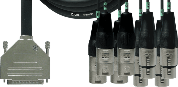 Interfacekabel SUB-D/4 XLR-male + 4 XLR-female 3 M