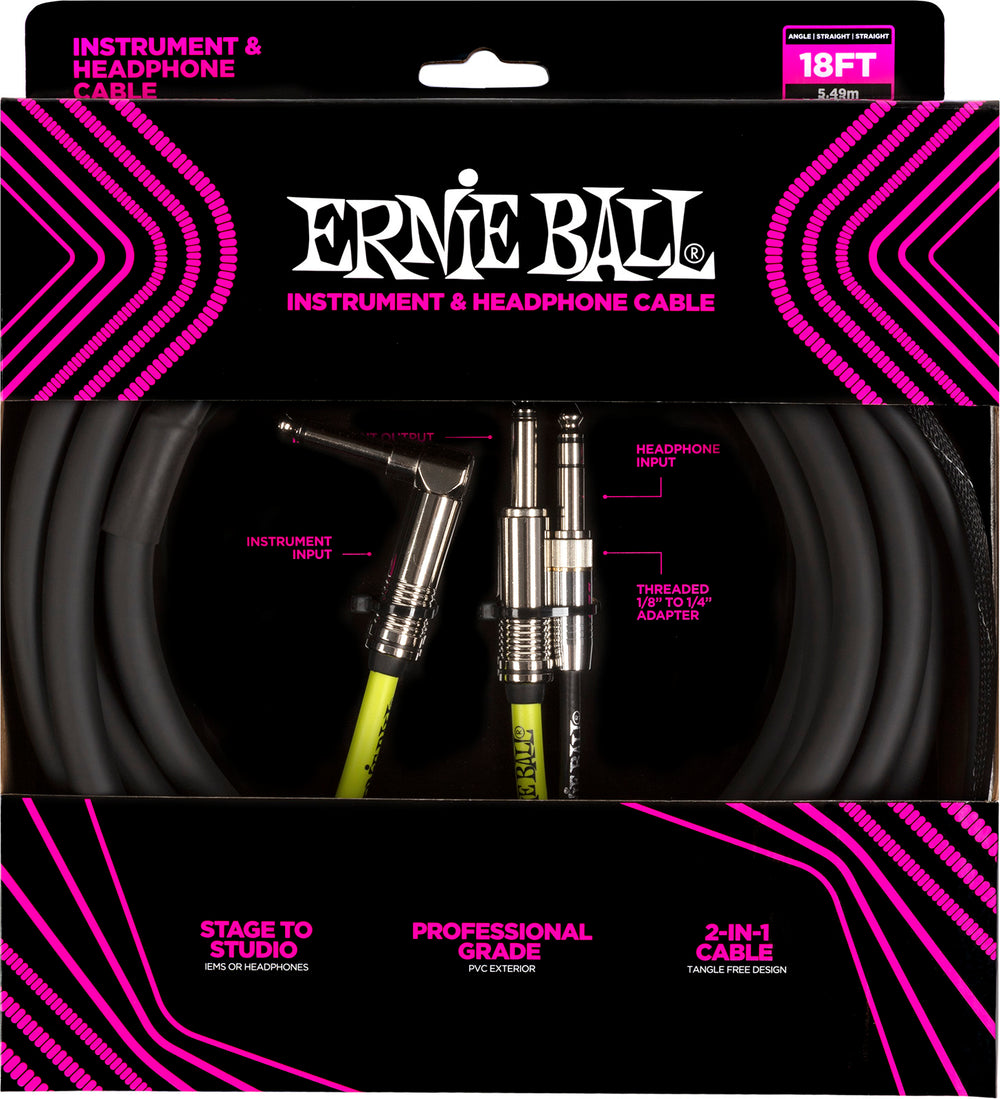 Ernie Ball Kabel Voor Instrument en Hoofdtelefoon
