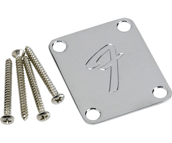 Fender Halsplaat in vintage-stijl met 4 bouten "F" (chroom)