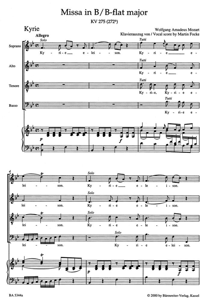 Moz W.A. - Messe En Sib Majeur Kv 275 - Ch Piano