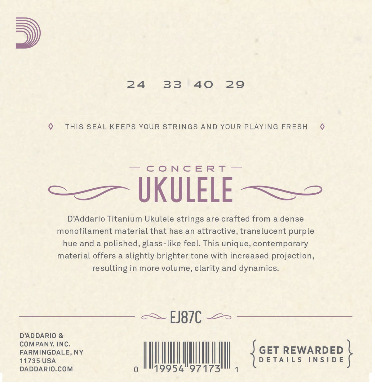 EJ87c Titanium Ukulele Snaren Concert