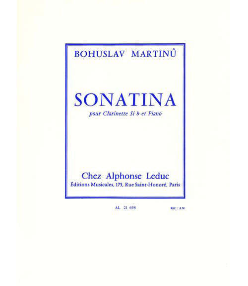Leduc Martinu Bohuslav - Sonatina - Clarinette et Piano