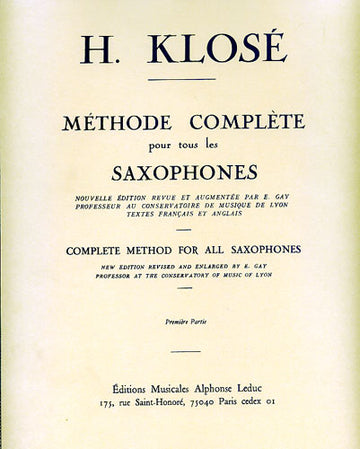Klose - Methode Complete Pour Tous Les Saxophones Vol.1