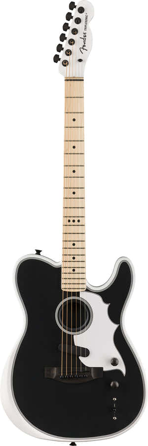 Telecaster Acoustasonic Triplesonic Signature Jack White LTD MN Satijn Arctic White met zwart bovenblad