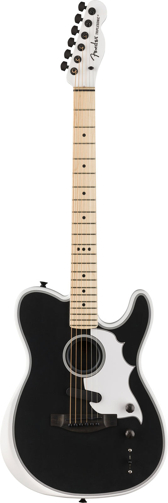 Telecaster Acoustasonic Triplesonic Signature Jack White LTD MN Satijn Arctic White met zwart bovenblad