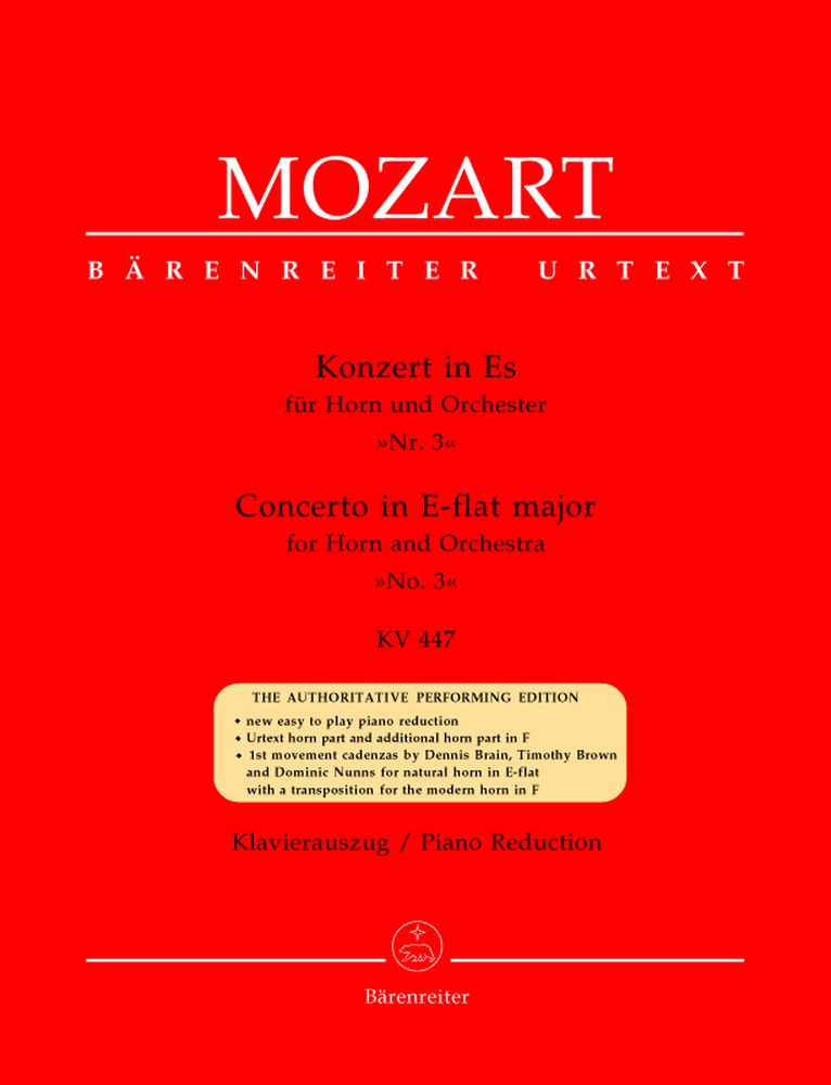 Moz W.A. - Concerto N°3 En Mib Majeur Kv 447 Pour Cor Et Orchestre - Cor Piano