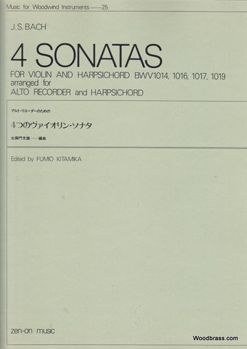 Music Bach Johann Sebastian - 4 Sonatas For Violin And Harpsichord - Flute A Bec Alto