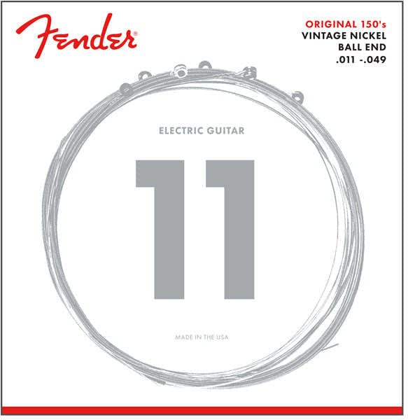 Fender ORIGINAL 150 gitaarsnaren, omwonden met puur nikkel, kogeleinde, 150M .011-.049 snaardiktes, (6)