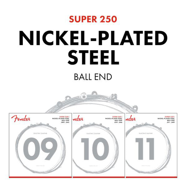 SUPER 250 GUITAR STRINGS NICKEL PLATED STEEL BALL END 250XS GAUGES .008-.038 (6)