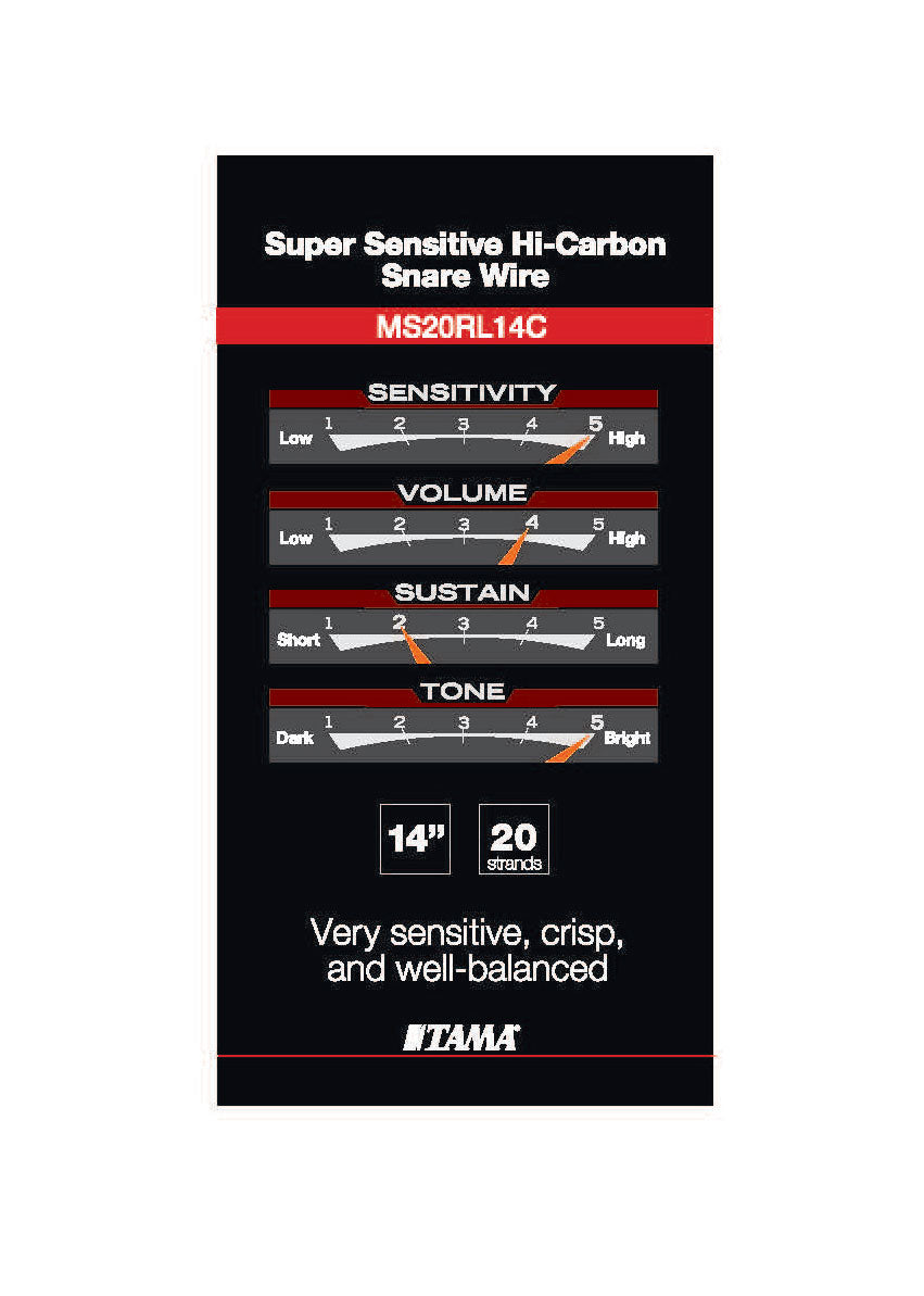 MS20RL14C - SUPER SENSITIVE HI - CARBON SNARES - 14" 20 STRANDS HI - CARBON STEEL