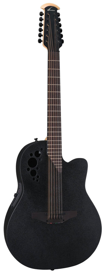 Elektro-Akoestische Gitaar Elite Tx Deep Contour Cutaway 12-String Black Textured