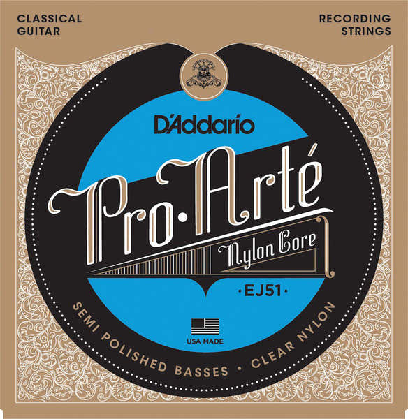 EJ51 PRO-ARTE CLASSICAL GUITAR STRINGS WITH POLISHED BASSES HARD TENSION