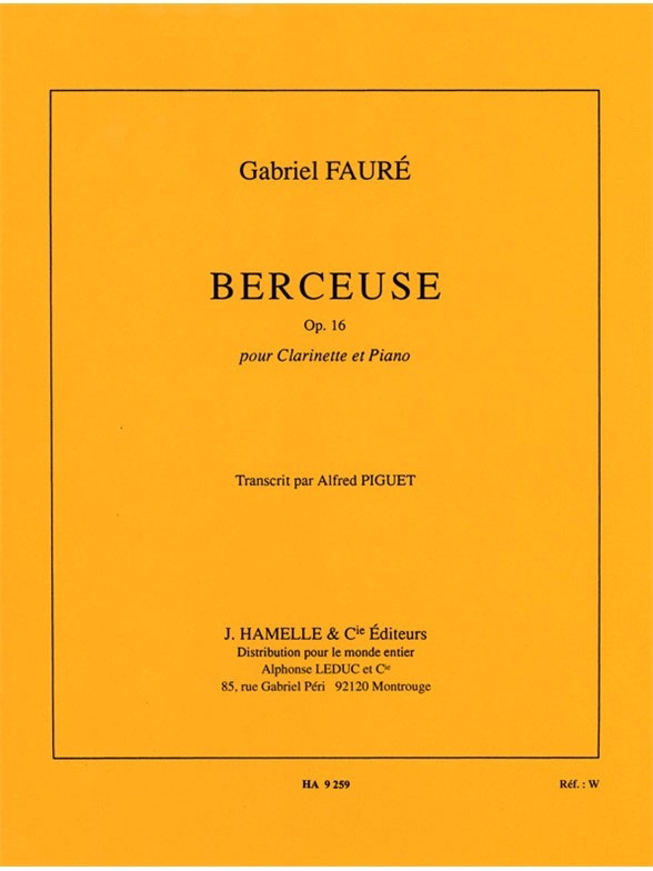 Leduc Berceuse Op.16 pour clarinette et piano