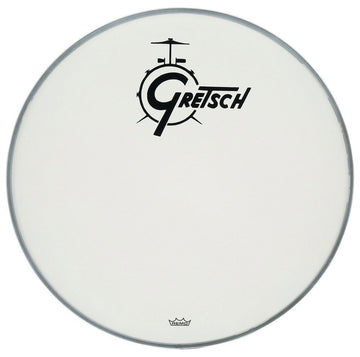 AMBASSADOR WHITE COATED 22" LOGO GRETSCH DRUMS RESONANTIE