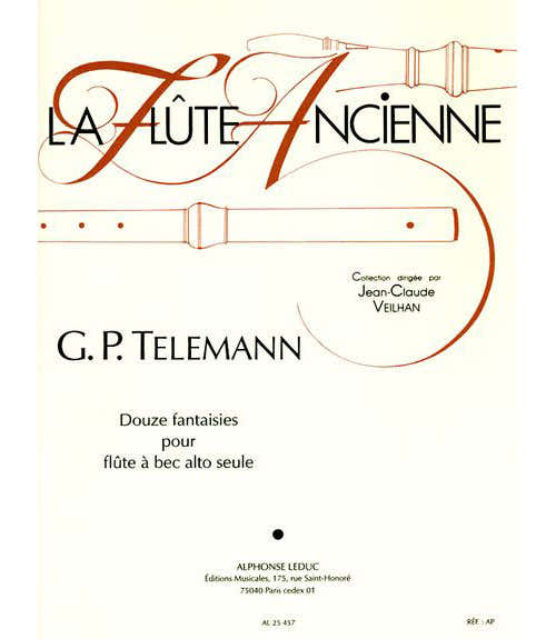 Leduc Telemann G. PH. - 12 Fantaisies - Flute A Bec Alto Seule