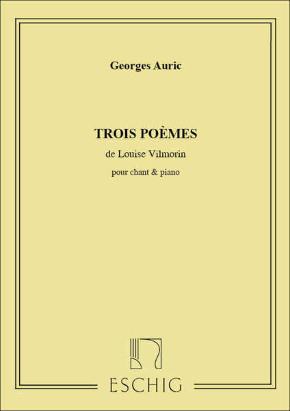 Edition Max Eschig 3 Poemes De Vilmorin Ch-Piano