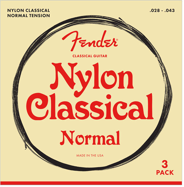 Fender NYLON ACOUSTIC STRINGS 100 CLEAR/SILVER TIE END GAUGES .028-.043 3-PACK