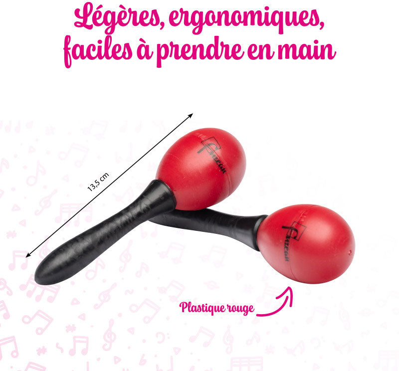 2 paar maracas van rood en zwart plastic met geluid