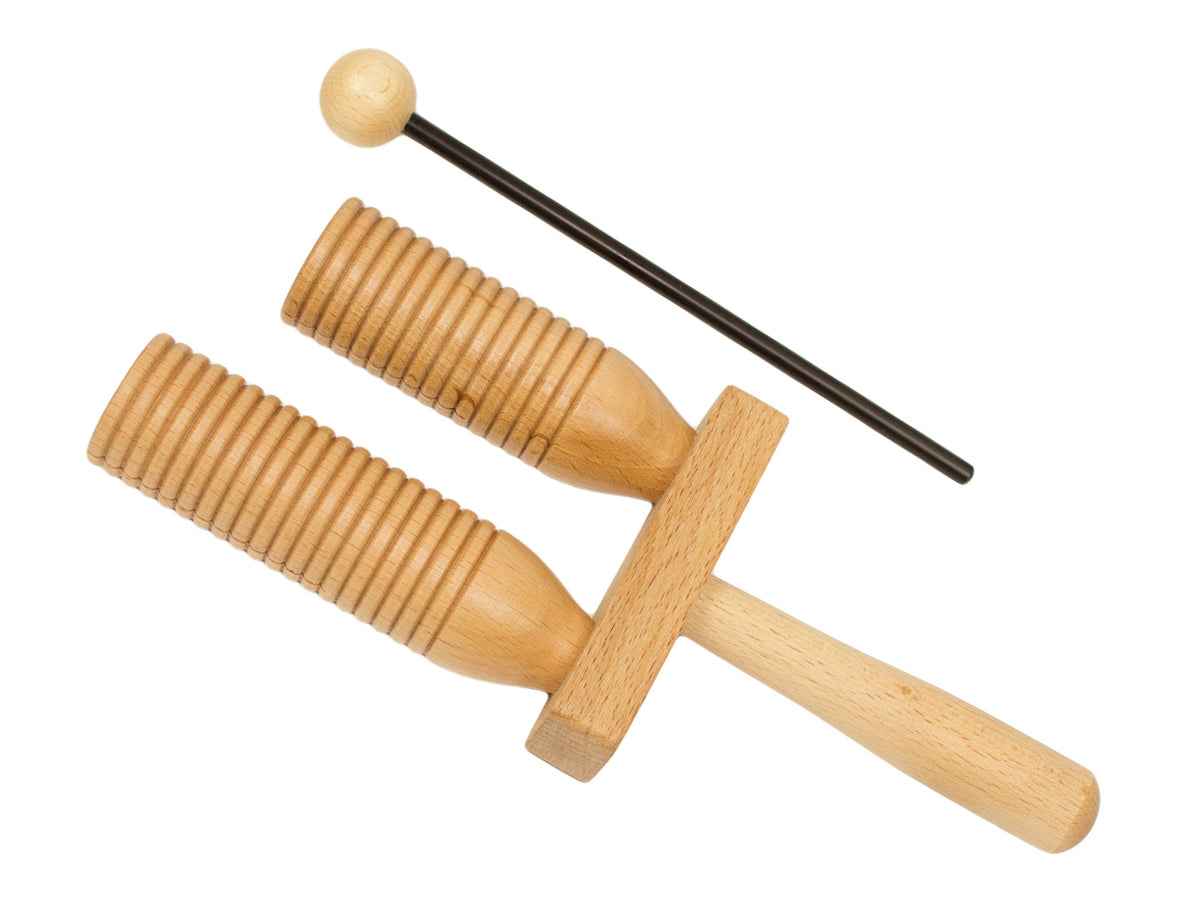 Kleine Agogo Van Beuken 2 Tonen Met Slagstok - 3+