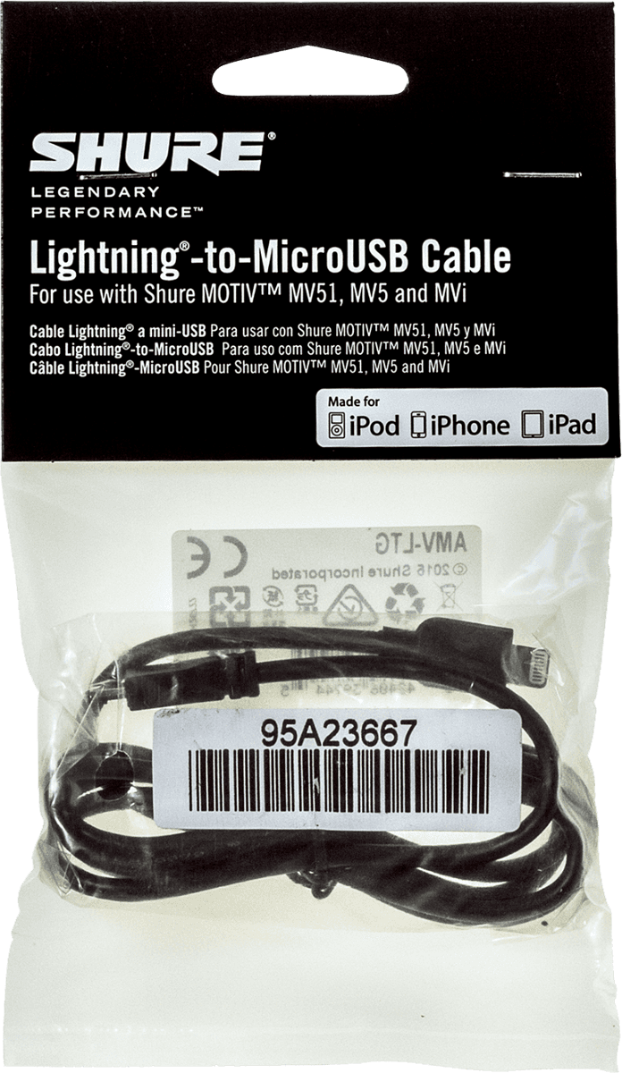 Shure MICRO USB - LIGHTNING CABLE 38 CM