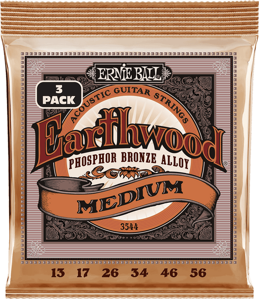 Ernie Ball CORDES EARTHWOOD PHOSPHORE BRONZE MEDIUM 13-56 - PACK DE 3