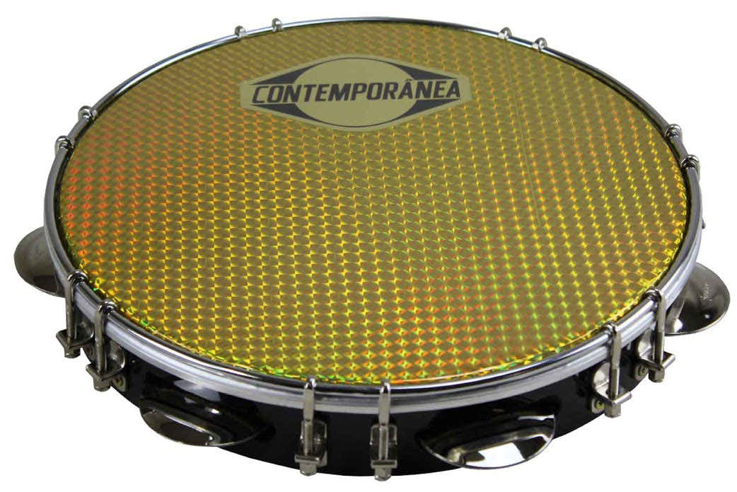 C-PF10-01BG - PANDEIRO 10" BLACK - SKIN GOLD