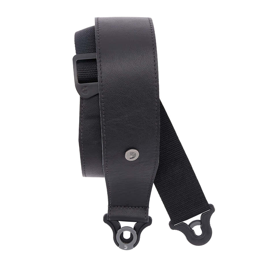 COMFORT LEATHER AUTO LOCK GUITAR STRAP BLACK