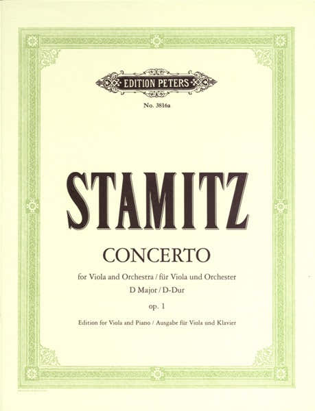 Edition Peters Stamitz Carl - Concerto In D Op.1 - Viola And Piano