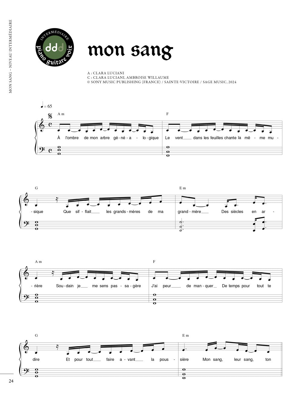 CLARA LUCIANI - MON SANG - PVG