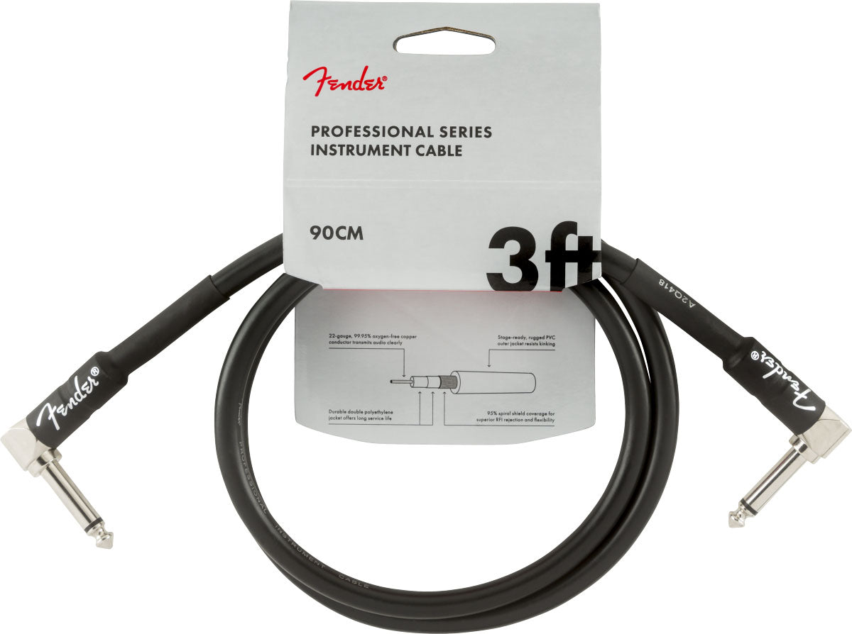 PROFESSIONAL INSTRUMENT CABLES ANGLE/ANGLE 3' BLACK