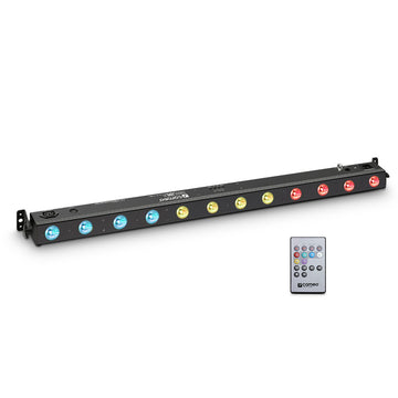TRIBAR 200 IR - TRICOLOR LED BAR (RGB) 12 X 3 W BLACK BOX MET INFRAROOD AFSTANDSBEDIENING