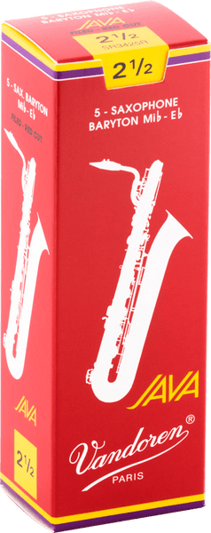 Vandoren BOX OF 5 BARITONE JAVA RED CUT REEDS 2,5