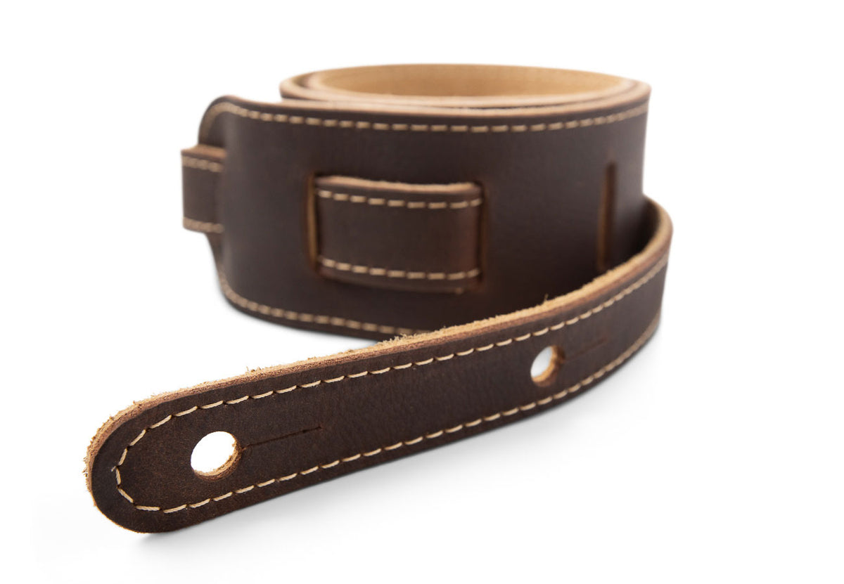STRAP CHOCOLATE BROWN LEATHER SUEDE BACK 2.5"