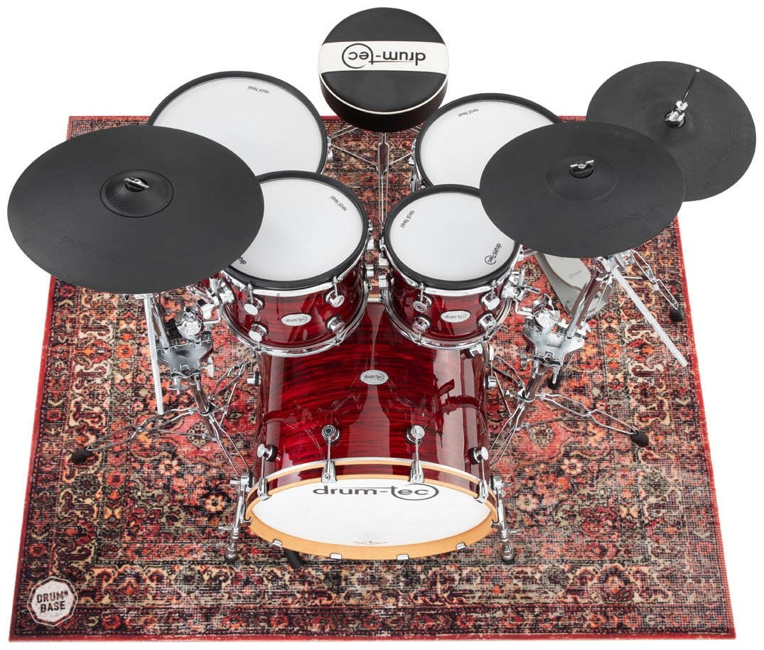 Vrije Ophanging & 27dB Contactgeluidreductie - Drumtapijt 1.85 x 1.65m - Versleten Perzisch Rood