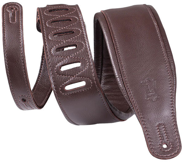 Levys Gewatteerd Premium Leer 8,25cm - Donkerbruin-Donkerbruin