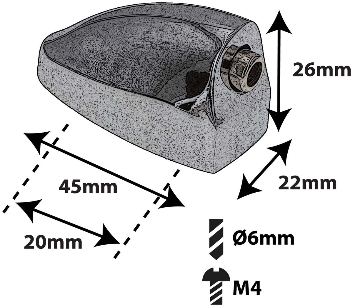 L25BD - Bassdrum Spanbokje - 20mm (x1)
