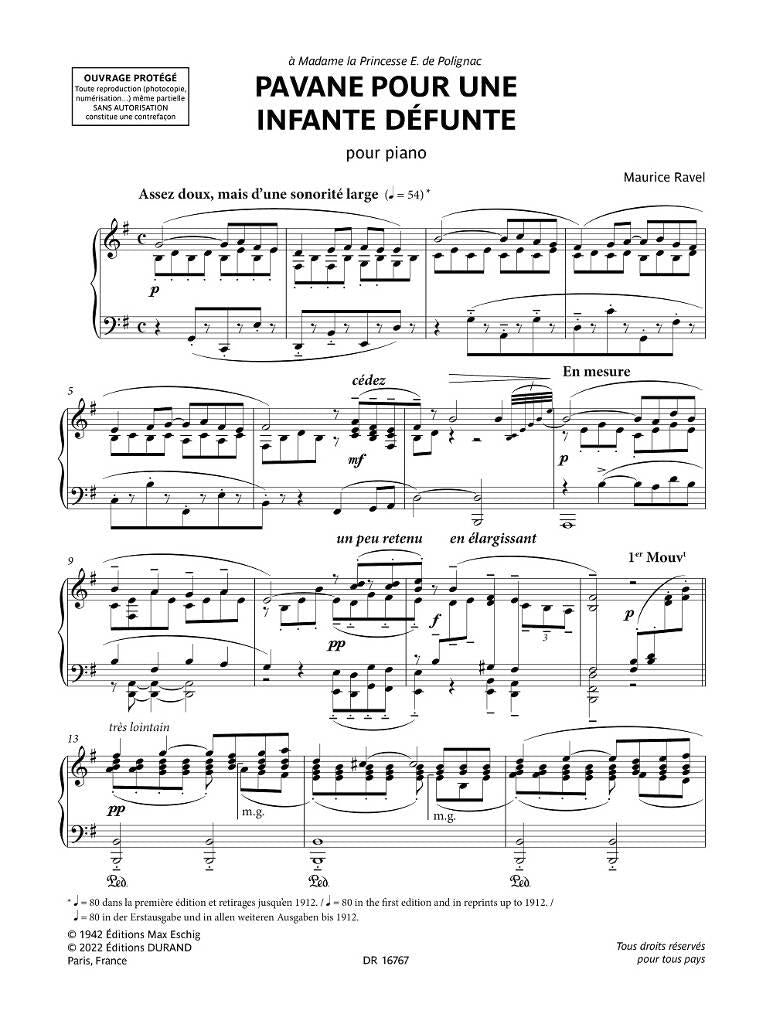 Ravel Maurice - Pavane Pour Une Infante Defunte - Piano