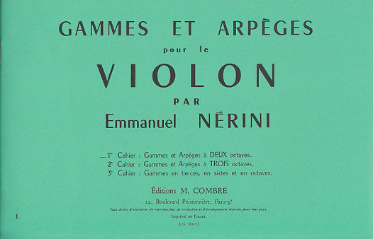 Combre Nerini Emmanuel - Gammes et Arpeges Vol.1 - Violon