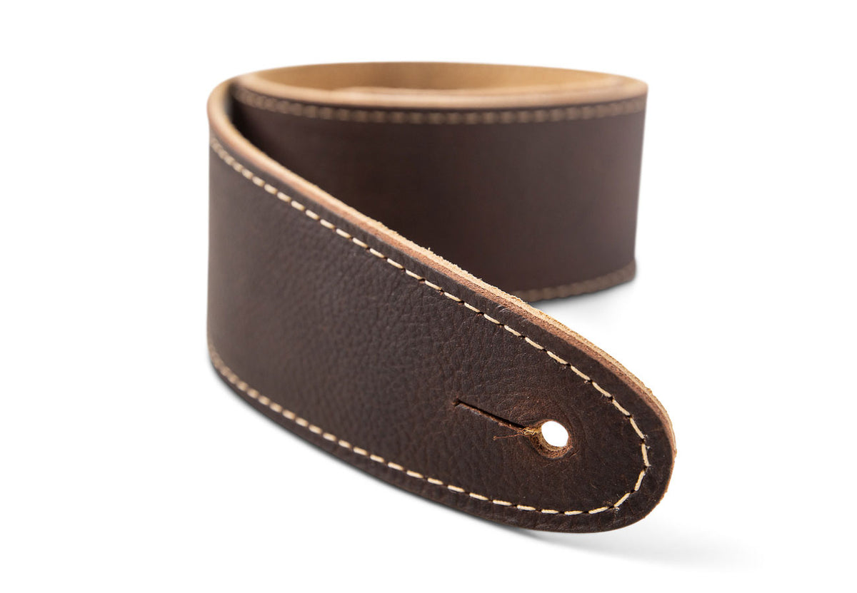 STRAP CHOCOLATE BROWN LEATHER SUEDE BACK 2.5"