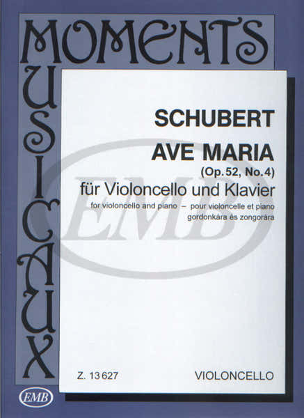 SCHUBERT F. - AVE MARIA OP. 52 N. 4 - VIOLONCELLE ET PIANO