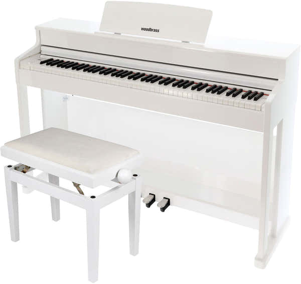 Woodbrass DP2 MK2 Pakket Hoogglans Wit + Pianobank